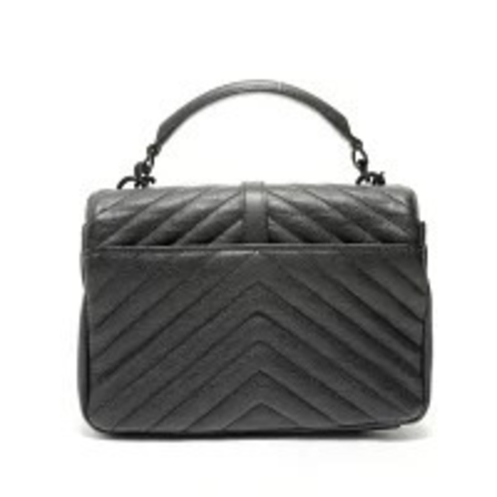 Saint Laurent Yves College Chain Shoulder Leather Bag Black